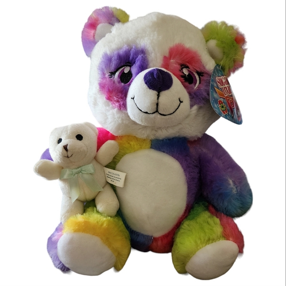 💖SugarLoaf Plush Rainbow Bear w/ Tiny White Bear